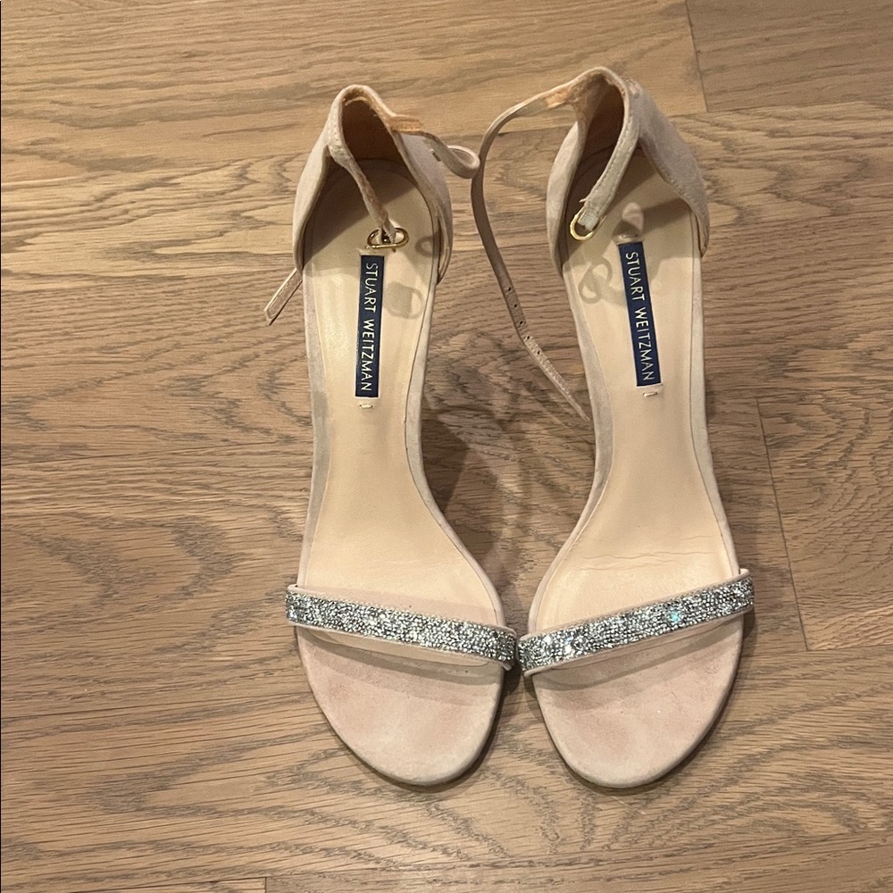 Stuart Weitzman Nude and Silver Heels